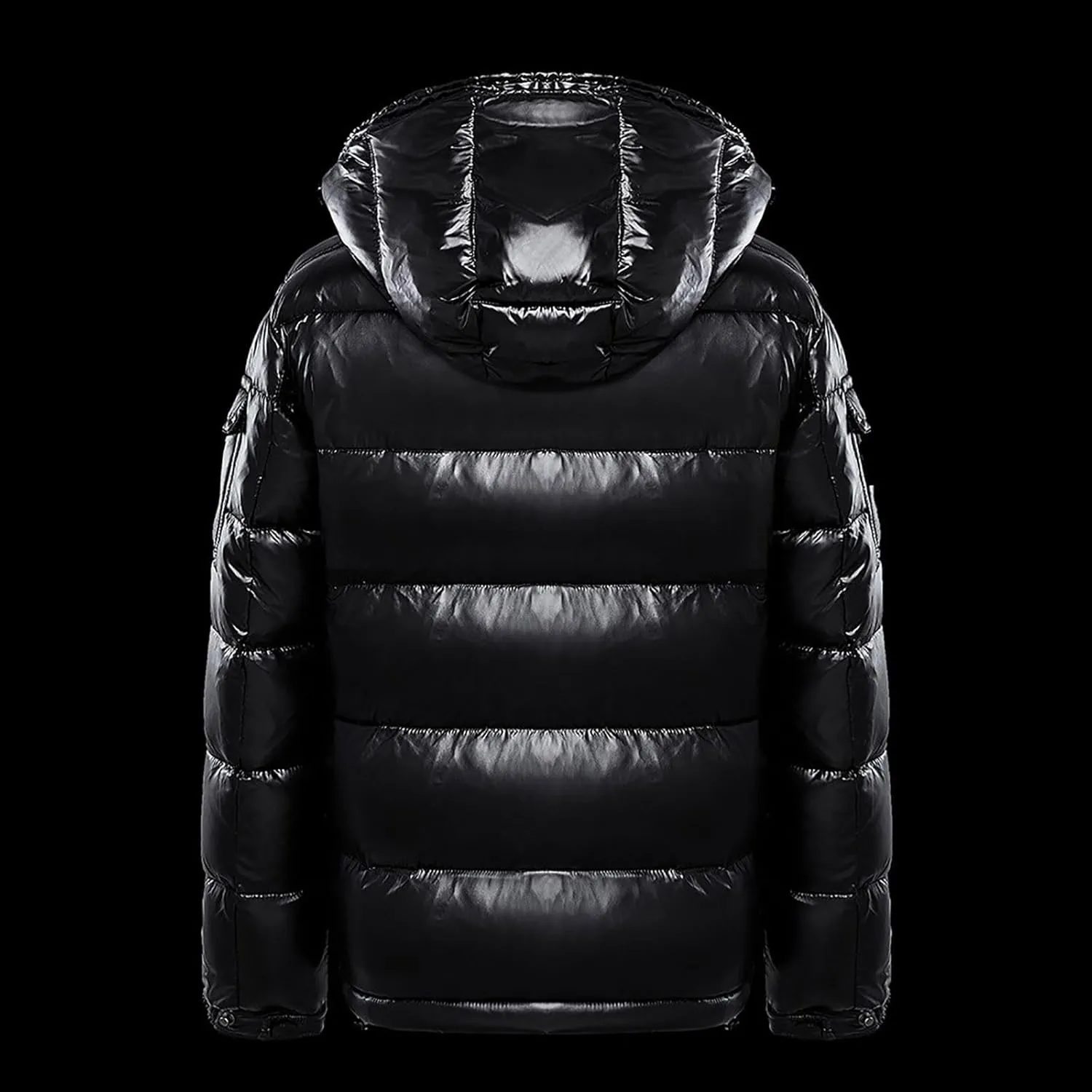 Mens Hooded Puffer Jackets Stand Collar Shiny Down Jacket Thick Winter Parka Jacket Quilted Insulated Padded Coat