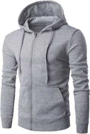 Mens Hoodies Casual Zip Up Outdoor Jackets Long Sleeve Running Workout Coats Trendy Solid Color Outwear With Pocket