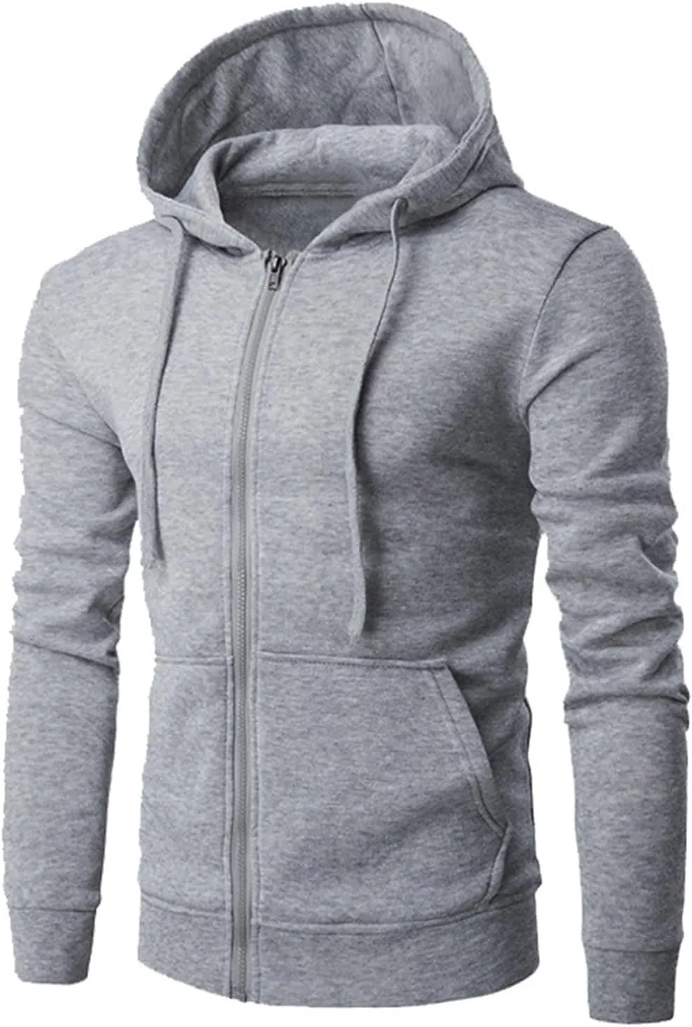 Mens Hoodies Casual Zip Up Outdoor Jackets Long Sleeve Running Workout Coats Trendy Solid Color Outwear With Pocket