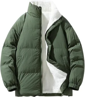 Mens Insulated Winter Warm Jackets Windproof Stand Collar Cotton Quilted Jackets Thicken Thermal Snow Padded Coats