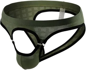 Mens Jockstrap Open Front Mesh Underwear Sexy Stretch Jock Strap Briefs Soft Breathable Bulge Pouch Panties