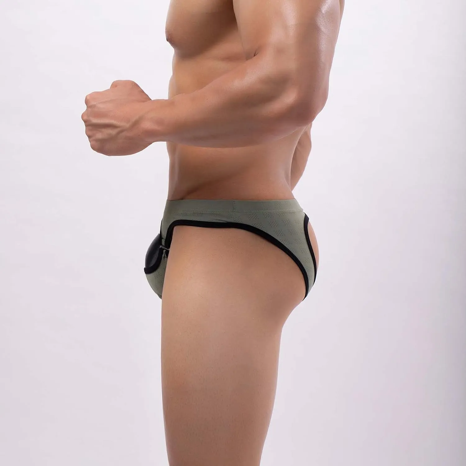 Mens Jockstrap Open Front Mesh Underwear Sexy Stretch Jock Strap Briefs Soft Breathable Bulge Pouch Panties