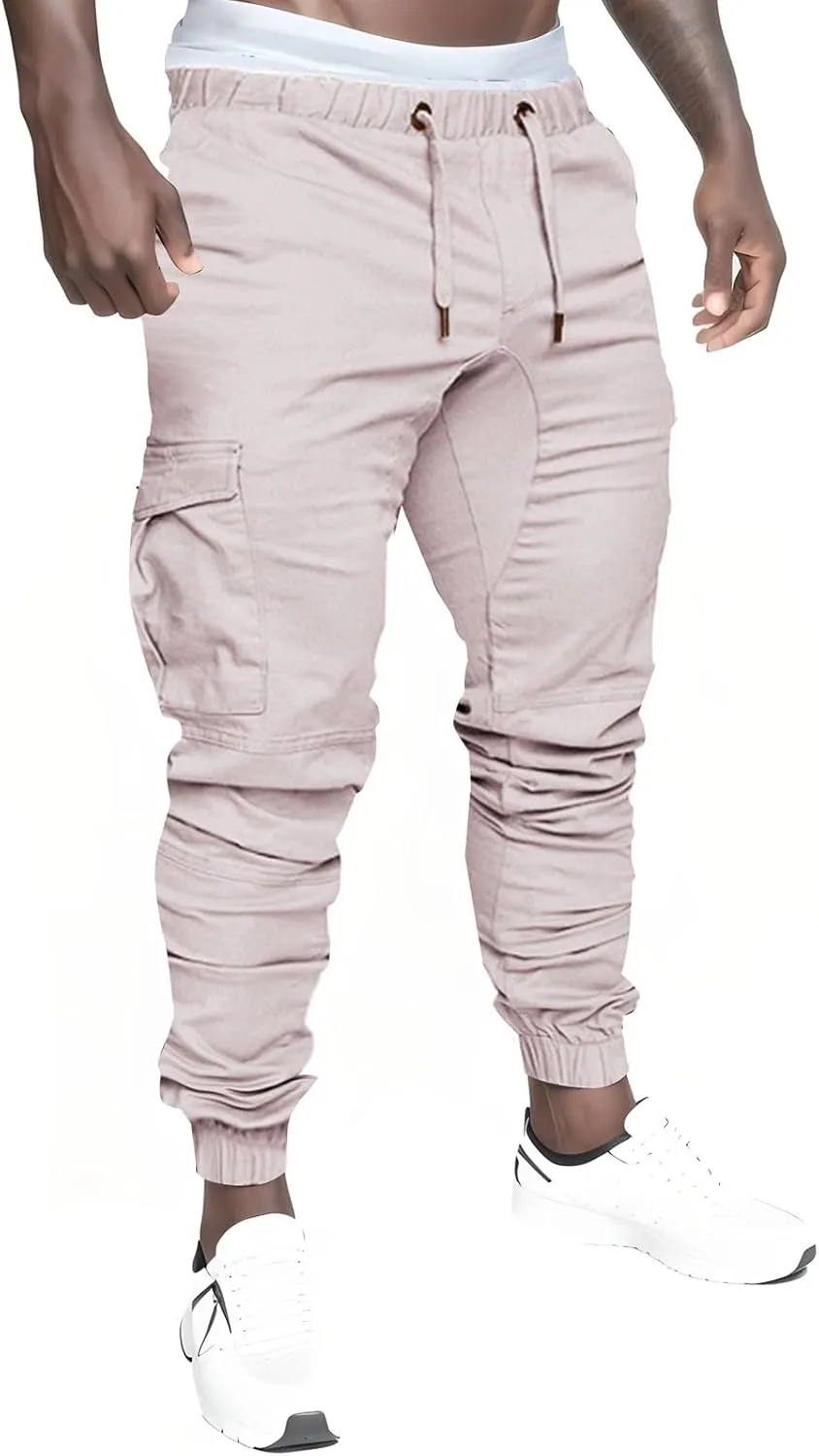Men's Jogging Pants Cotton Fitness Drawstring Chino Cargo Pants Hiking Outdoor Twill Track Jogging Sweatpants Pants