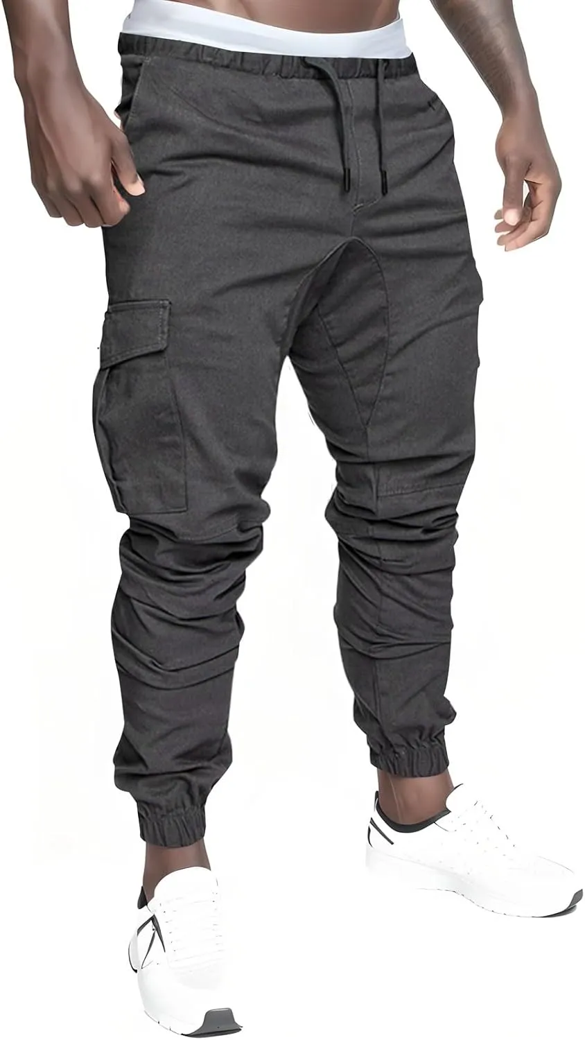 Men's Jogging Pants Cotton Fitness Drawstring Chino Cargo Pants Hiking Outdoor Twill Track Jogging Sweatpants Pants