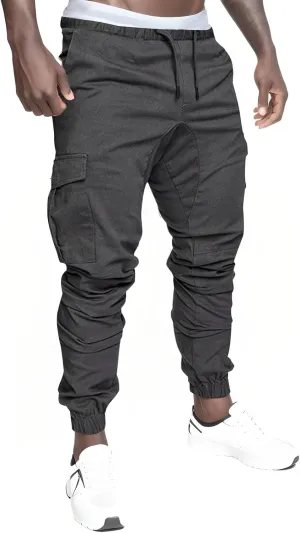 Men's Jogging Pants Cotton Fitness Drawstring Chino Cargo Pants Hiking Outdoor Twill Track Jogging Sweatpants Pants