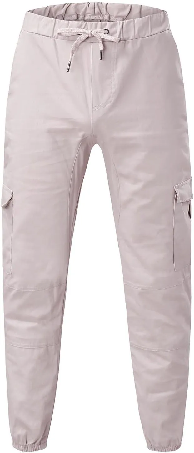 Men's Jogging Pants Cotton Fitness Drawstring Chino Cargo Pants Hiking Outdoor Twill Track Jogging Sweatpants Pants