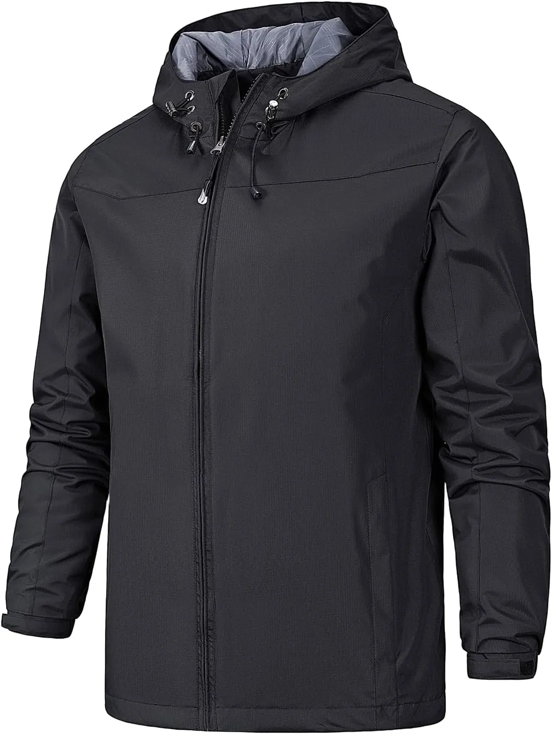 Mens Lightweight Water Resistant Softshell Hooded Jacket with Fleece Lining, Packable Waterproof Windbreaker