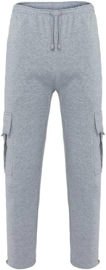Men's Loose and Casual Trouser Pant Soild Color Tethered Waistband Sport Loose Long Trousers with Long Stilt