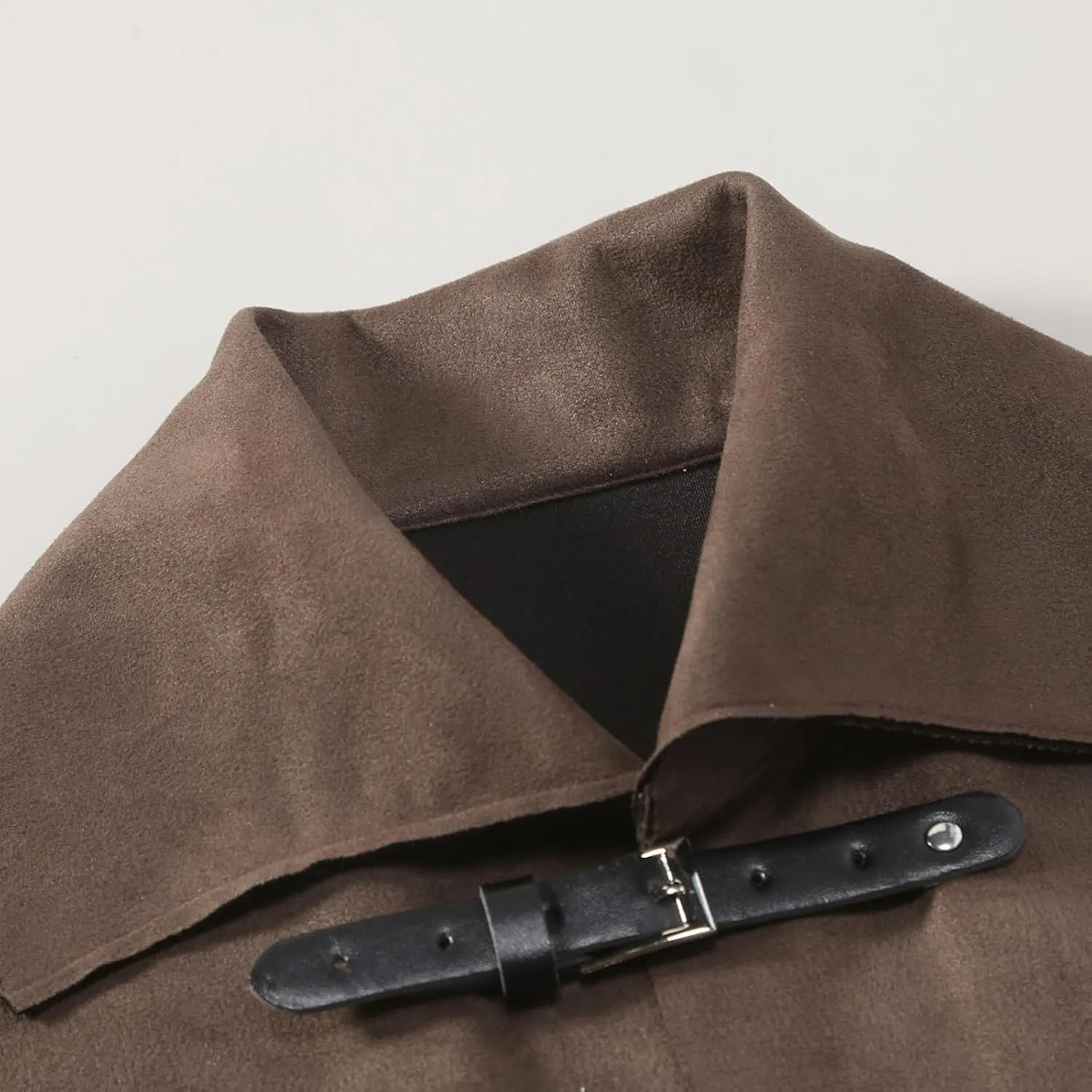 Mens Medieval Lapel Tailcoat Leather Buckle Gothic Sleeveless Waistcoat Renaissance Drawstring Coat Halloween Costume