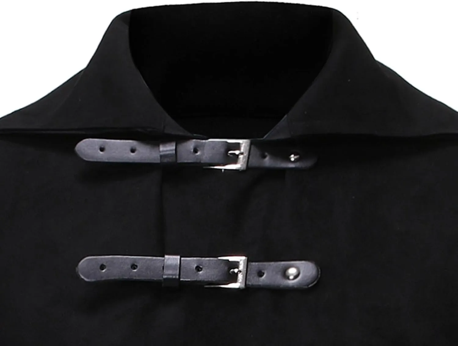 Mens Medieval Lapel Tailcoat Leather Buckle Gothic Sleeveless Waistcoat Renaissance Drawstring Coat Halloween Costume