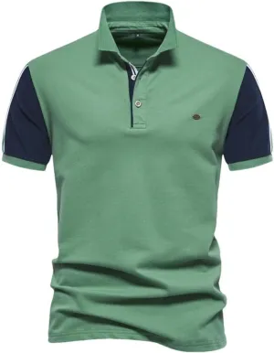 Men's Patchwork Polos Shirt Summer Quick Dry Short Sleeve Collared T Shirt Soft Breathable Comfortable Tops