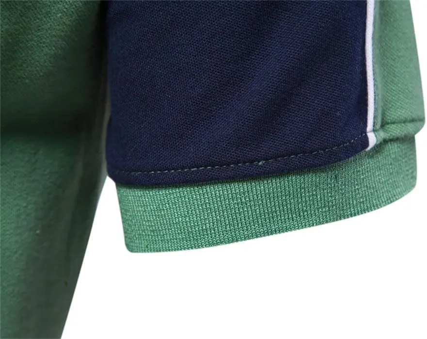 Men's Patchwork Polos Shirt Summer Quick Dry Short Sleeve Collared T Shirt Soft Breathable Comfortable Tops