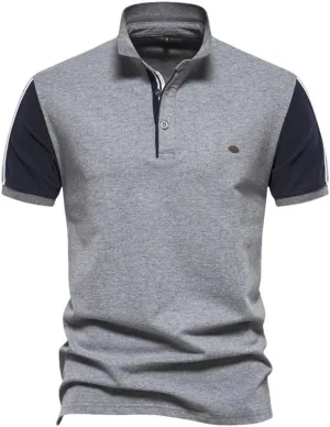 Men's Patchwork Polos Shirt Summer Quick Dry Short Sleeve Collared T Shirt Soft Breathable Comfortable Tops