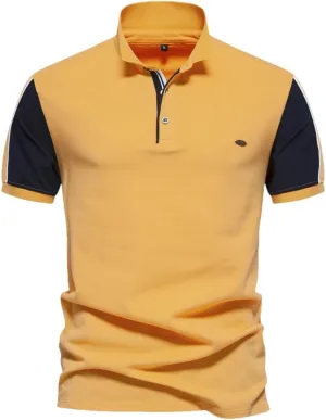 Men's Patchwork Polos Shirt Summer Quick Dry Short Sleeve Collared T Shirt Soft Breathable Comfortable Tops