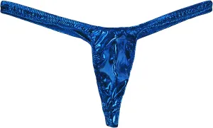 Men's Pu Leather Low Rise Thong Underwear T Back G String Briefs Bulge Pouch Underpants Sexy Soft Breathable Bikini