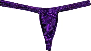Men's Pu Leather Low Rise Thong Underwear T Back G String Briefs Bulge Pouch Underpants Sexy Soft Breathable Bikini