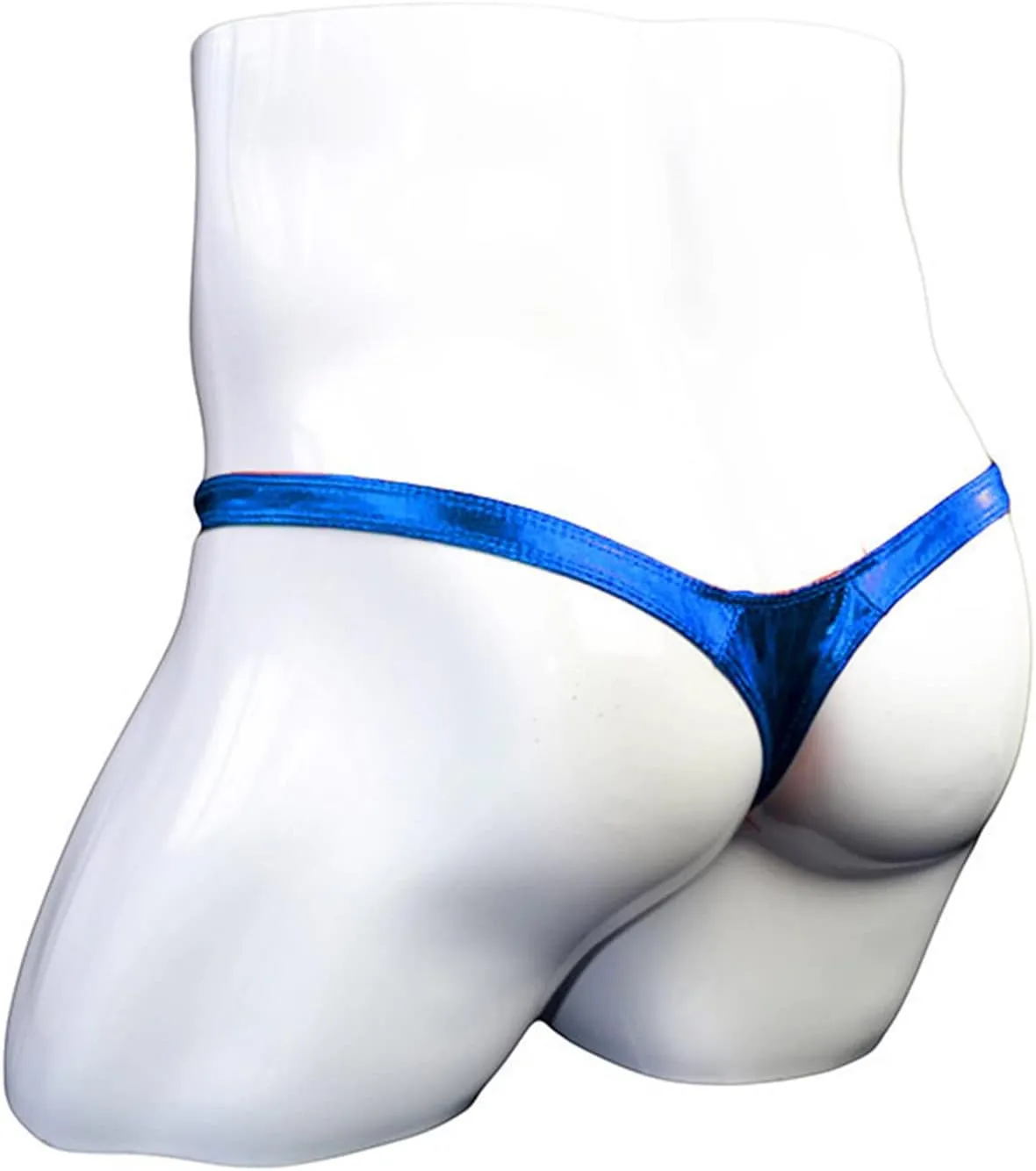 Men's Pu Leather Low Rise Thong Underwear T Back G String Briefs Bulge Pouch Underpants Sexy Soft Breathable Bikini