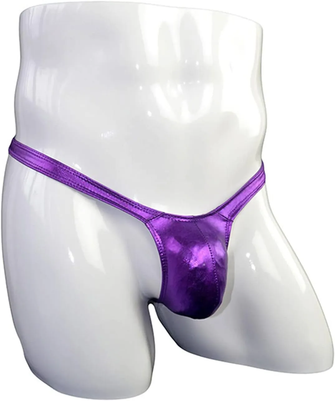Men's Pu Leather Low Rise Thong Underwear T Back G String Briefs Bulge Pouch Underpants Sexy Soft Breathable Bikini