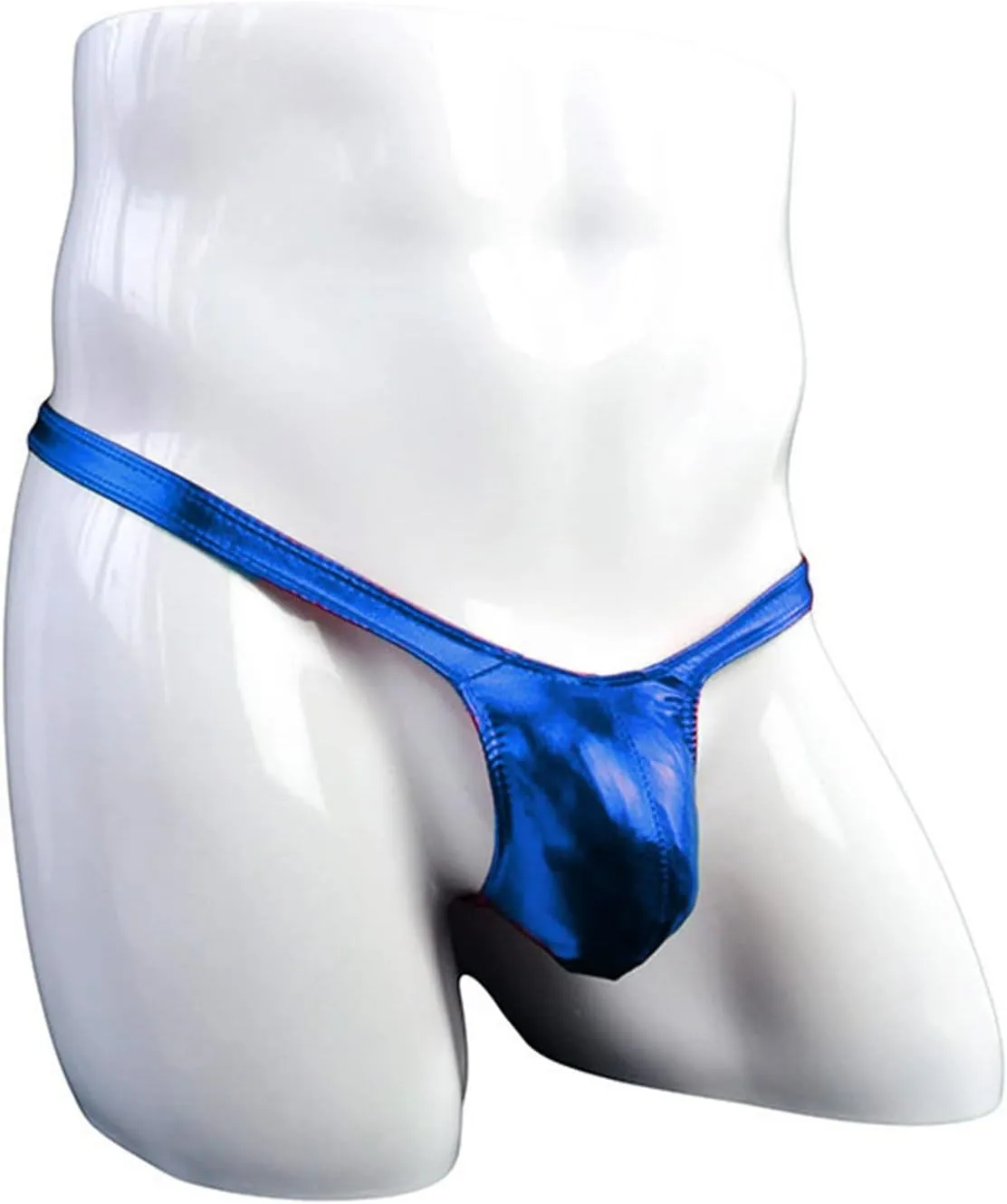 Men's Pu Leather Low Rise Thong Underwear T Back G String Briefs Bulge Pouch Underpants Sexy Soft Breathable Bikini
