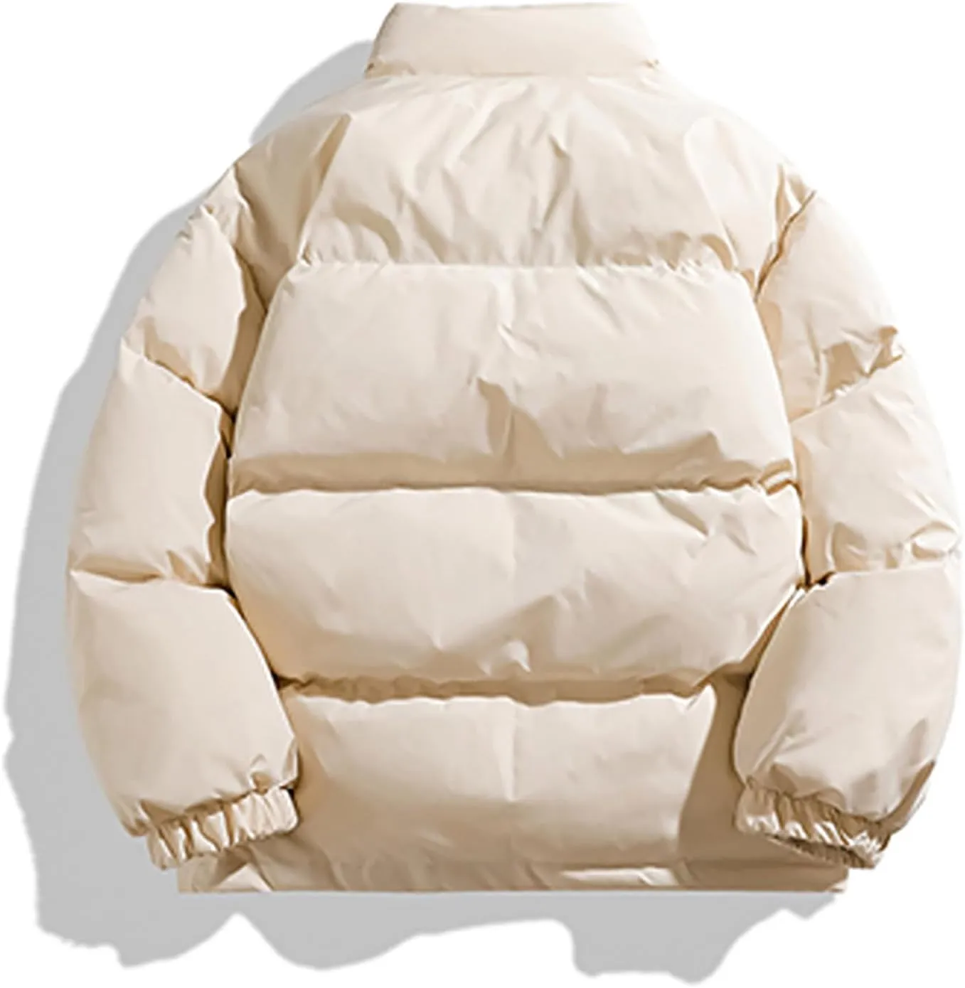 Men's Puffer Down Jackets 2024 Trendy Zipper Stand Collar Quilted Coat Winter Warm Coats Thermal Varsity Outerwear