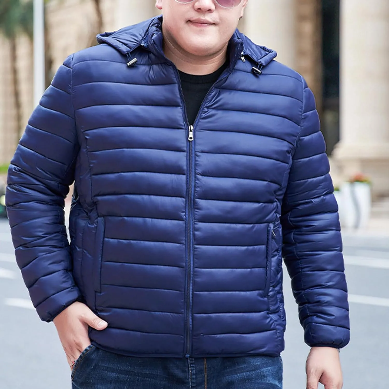 Men's Puffer Jacket Plus Size Lightweight Down Jacket Packable Quilted Jacket Zip up Padded Coat Warm Winter Jacket