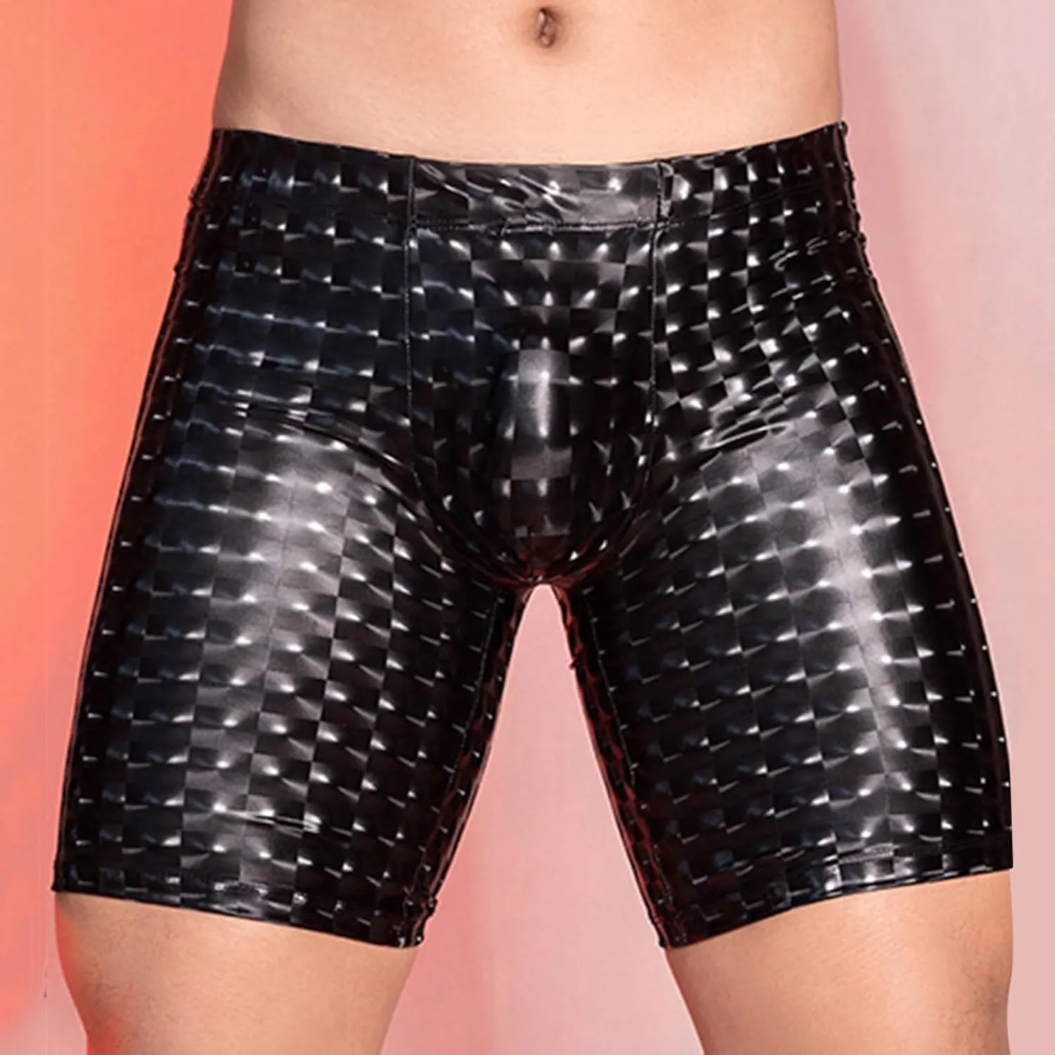 Mens Sexy Boxer Briefs Stretchy PU Leather Convex Bag Underwears Elastic Seamless Lingeries Soft Breathable Trunks