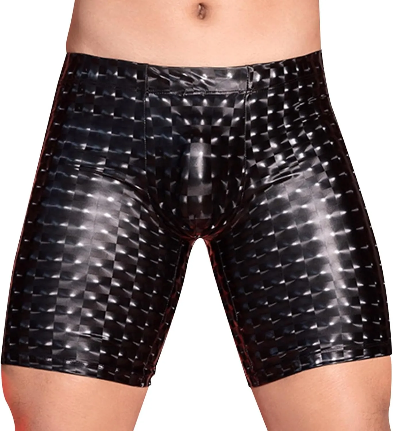 Mens Sexy Boxer Briefs Stretchy PU Leather Convex Bag Underwears Elastic Seamless Lingeries Soft Breathable Trunks
