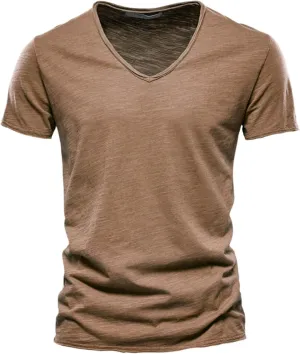 Mens T-Shirts Casual Plain V Neck Short Sleeve Shirts Classic Fit Cotton Undershirts Moisture Wicking Tees for Gym Workout