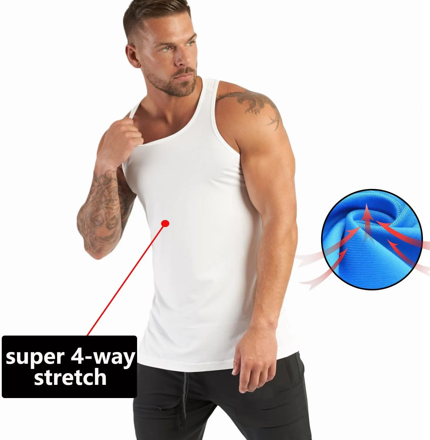 Men's Tank Tops Workout Gym Sleeveless Bodybuilding Shirts Fitness Athletic Muscle Tee
