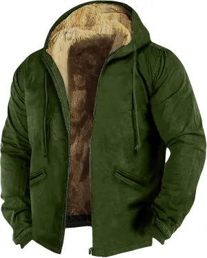 Men's Thick Sherpa Lined Zipper Fleece Hoodie Sweatshirt Winter Warm Jacket Coat Oversized Jackets For Men
