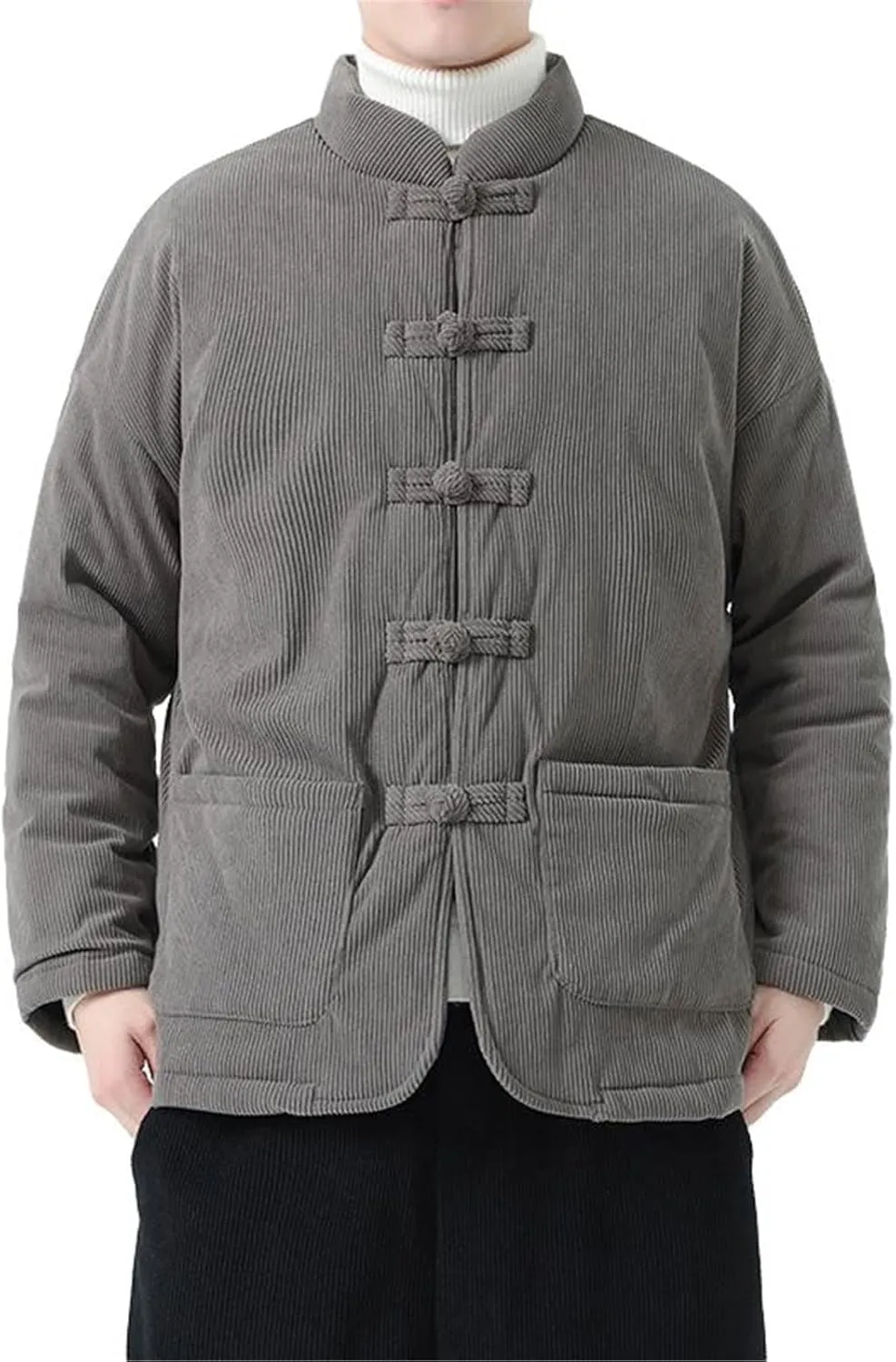 Men's Winter Corduroy Cotton Padded Coat - Chinese Style Button-Up Cotton Padded Jacket