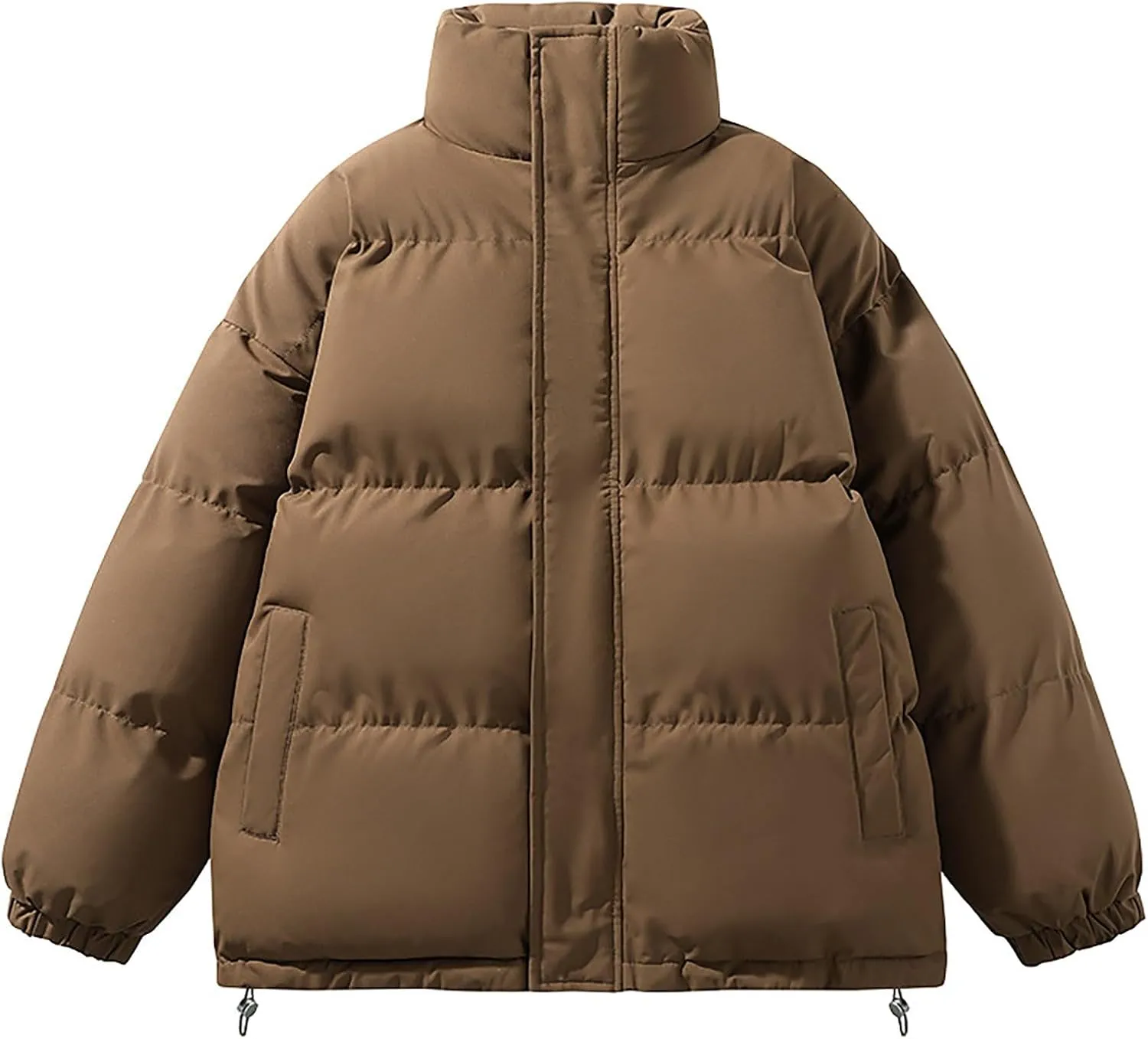 Men's Winter Warm Down Coats Stand Collar Puffer Jacket Cotton Padded Waterproof Outerwear with Pockets