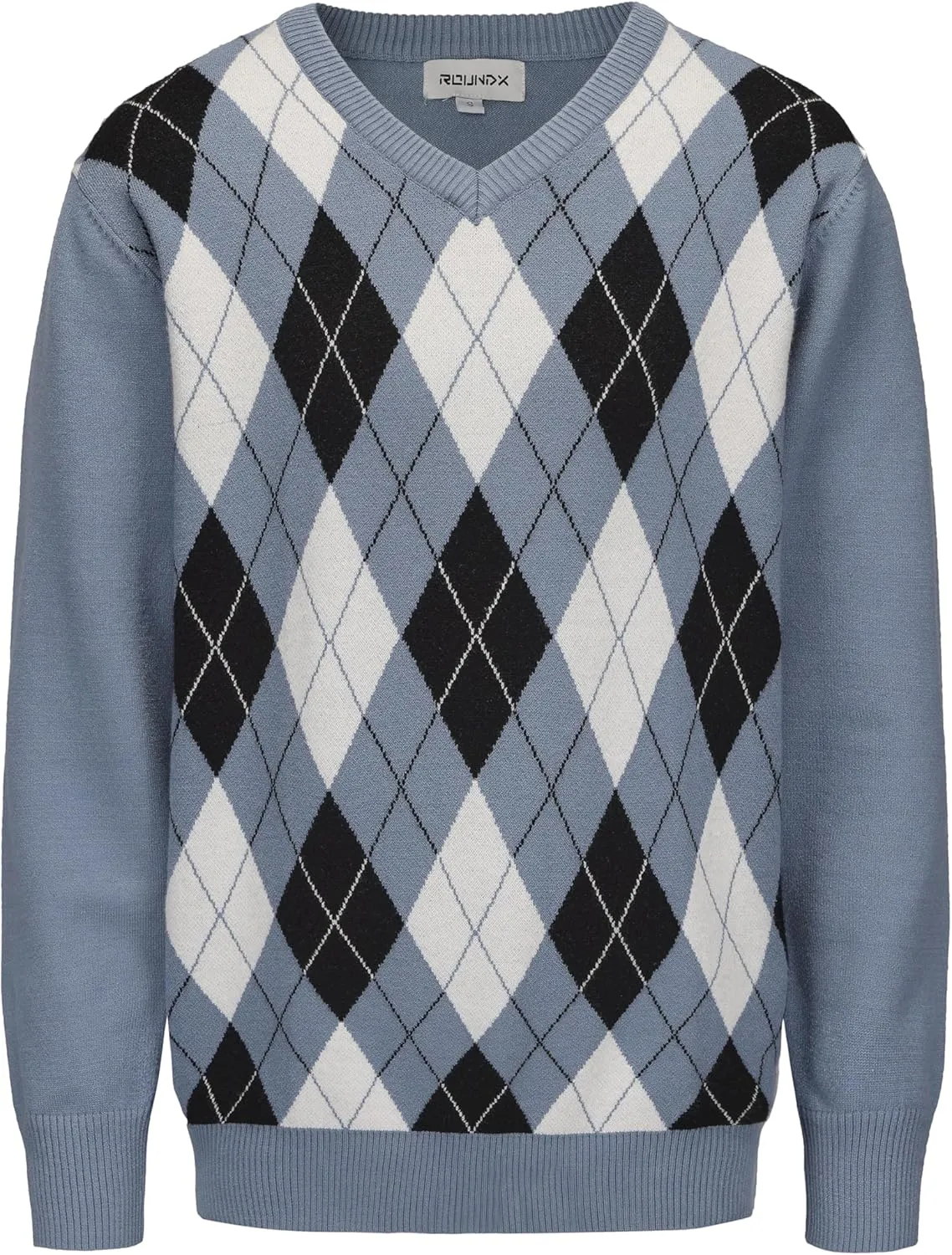 Men's Wool Blend Plaid Sweater V Neck Knitted Long Sleeve Argyle Pullover for Casual Or Dressy Wear