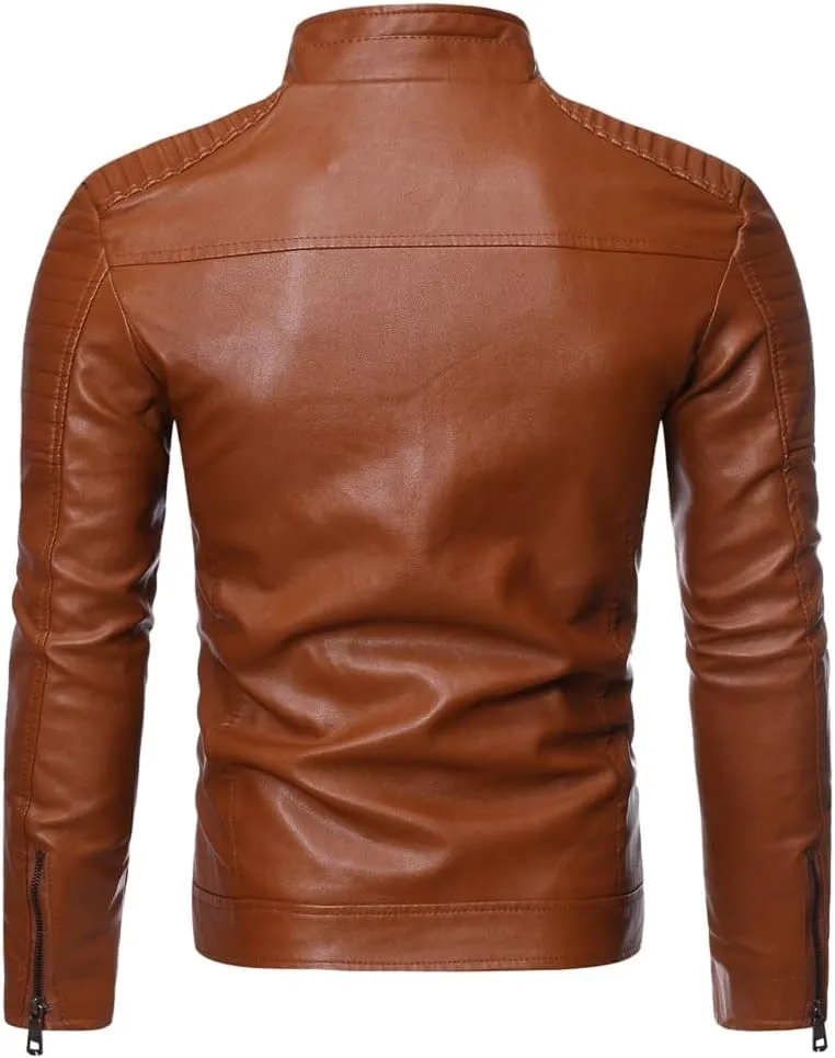 Men's zipper leather jacket retro casual jacket pu jacket motorcycle riding jacket