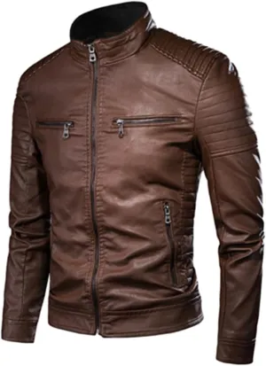 Men's zipper leather jacket retro casual jacket pu jacket motorcycle riding jacket