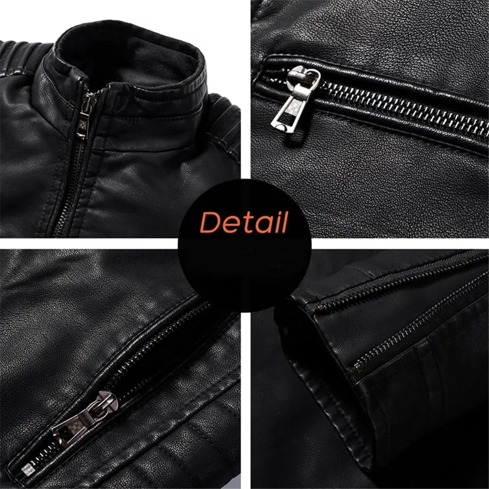 Men's zipper leather jacket retro casual jacket pu jacket motorcycle riding jacket