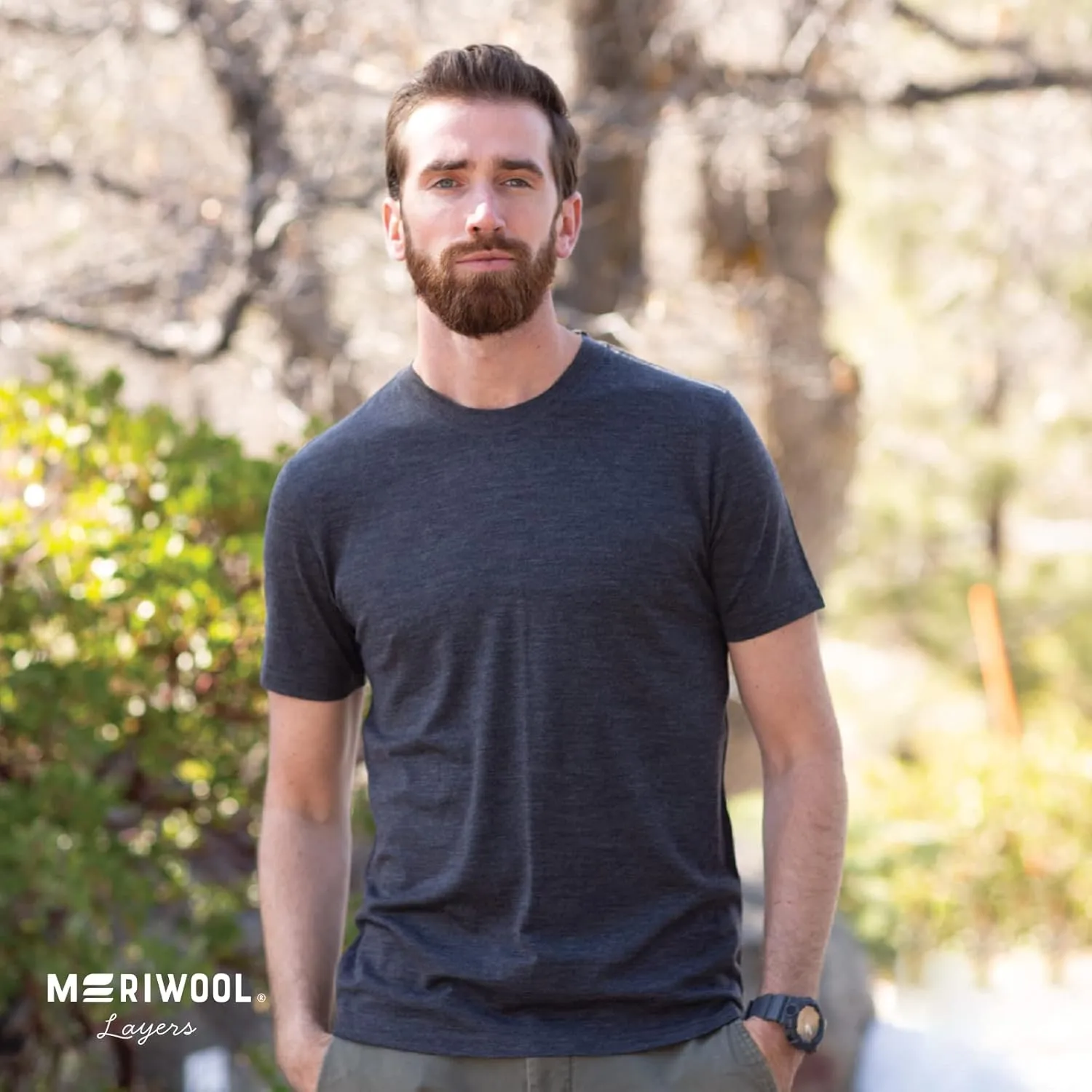 MERIWOOL Mens Merino Wool Short Sleeve T Shirt Lightweight Base Layer