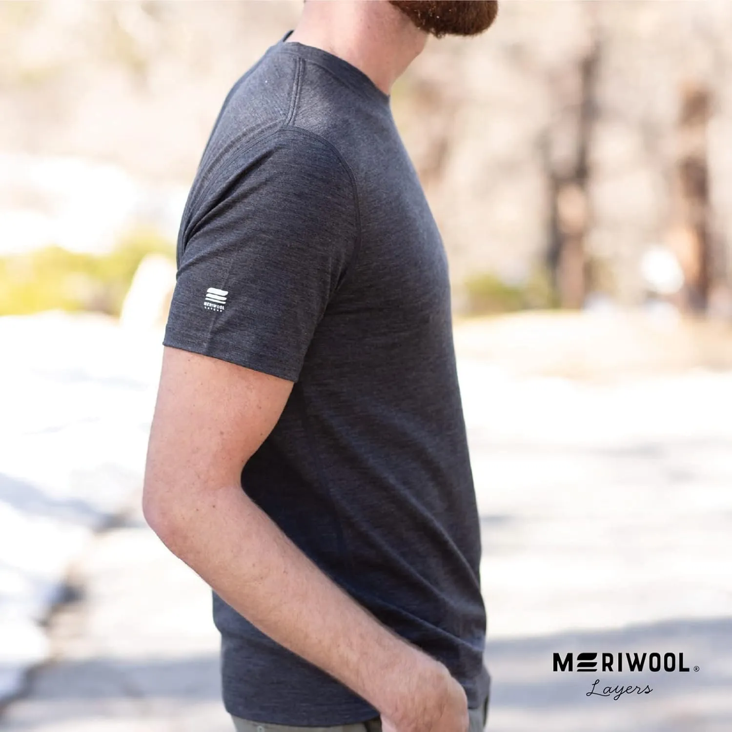 MERIWOOL Mens Merino Wool Short Sleeve T Shirt Lightweight Base Layer