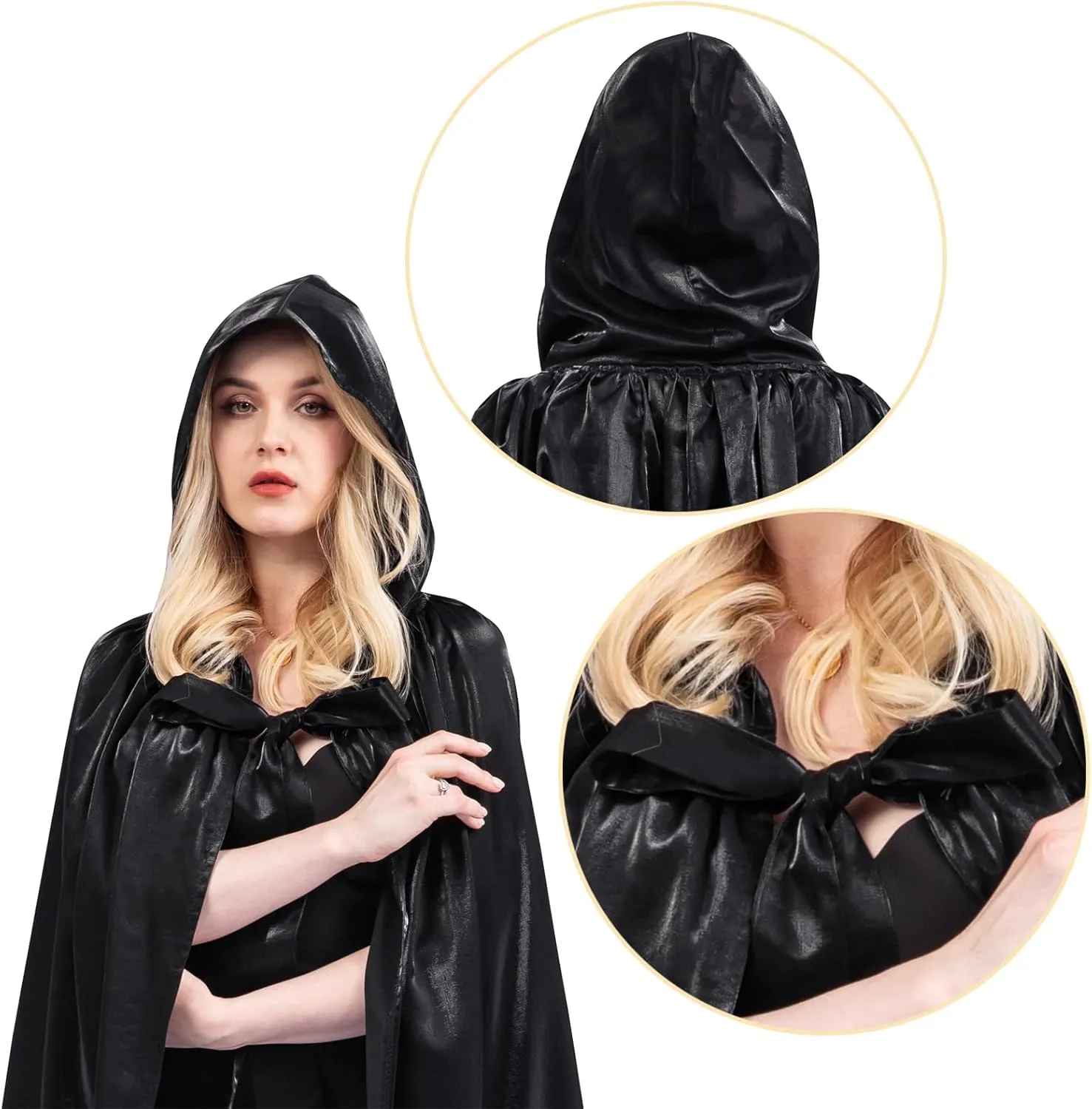 MiiDD Hooded Robe Cloak Cape Cosplay Costume Adult, Steampunk Vampire Costume, Women's Cape Cloak