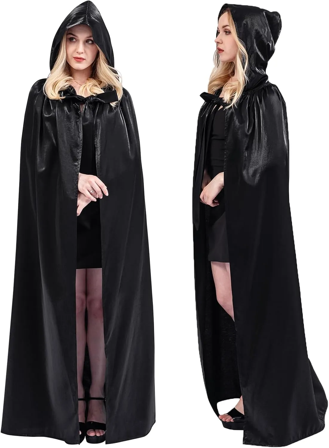 MiiDD Hooded Robe Cloak Cape Cosplay Costume Adult, Steampunk Vampire Costume, Women's Cape Cloak