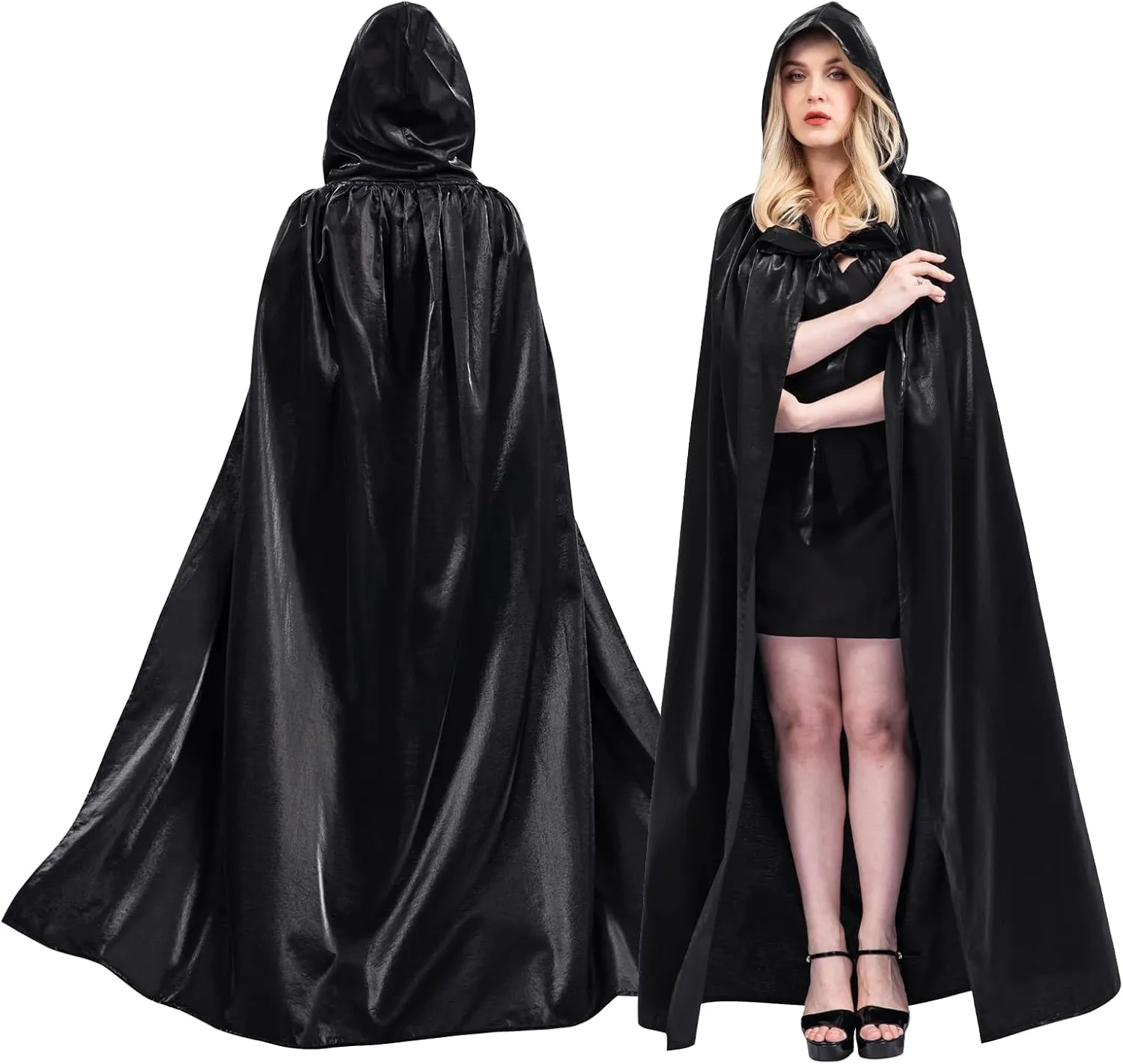 MiiDD Hooded Robe Cloak Cape Cosplay Costume Adult, Steampunk Vampire Costume, Women's Cape Cloak
