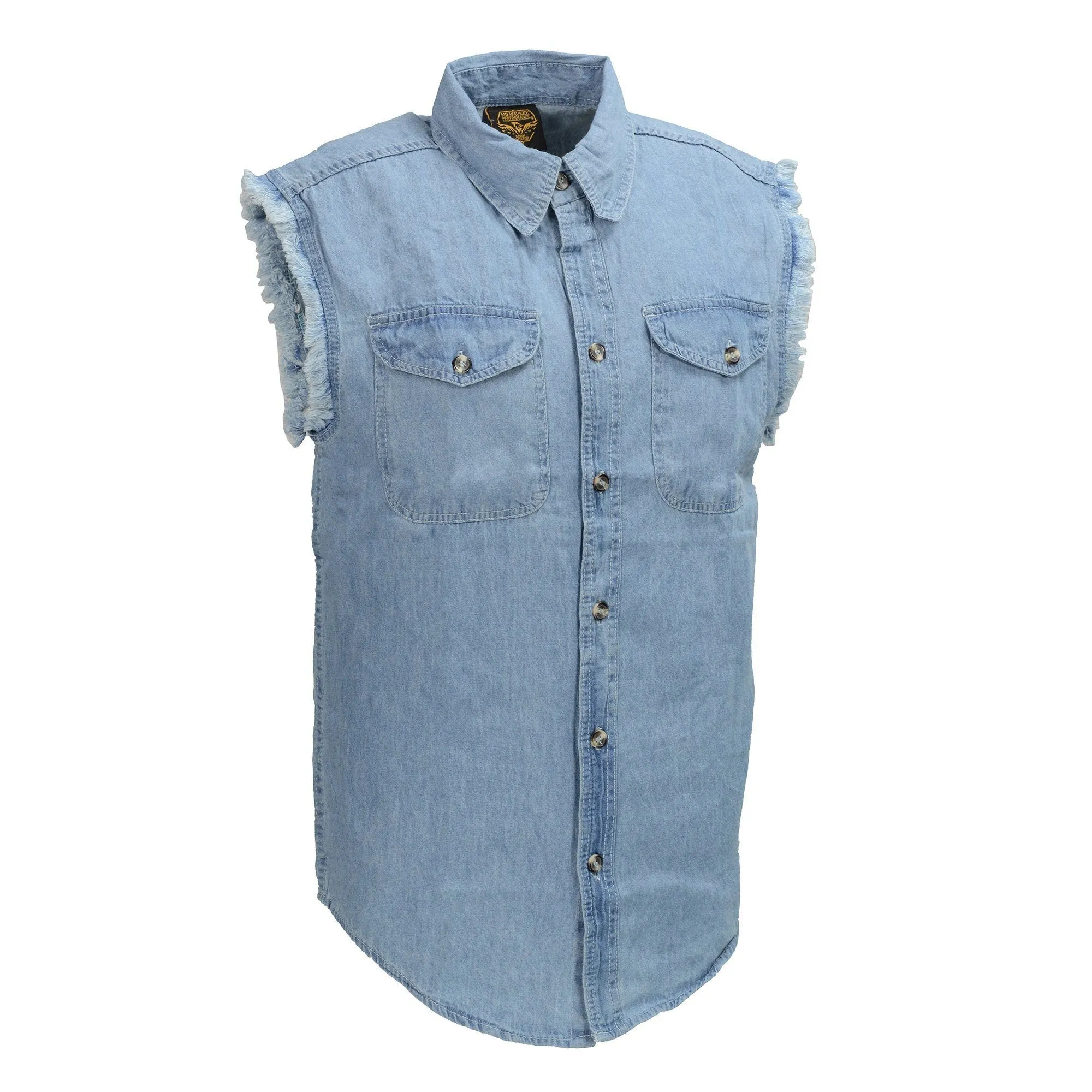 Milwaukee Performance Denim DM1001 Men’s Blue Lightweight Sleeveless Denim Shirt