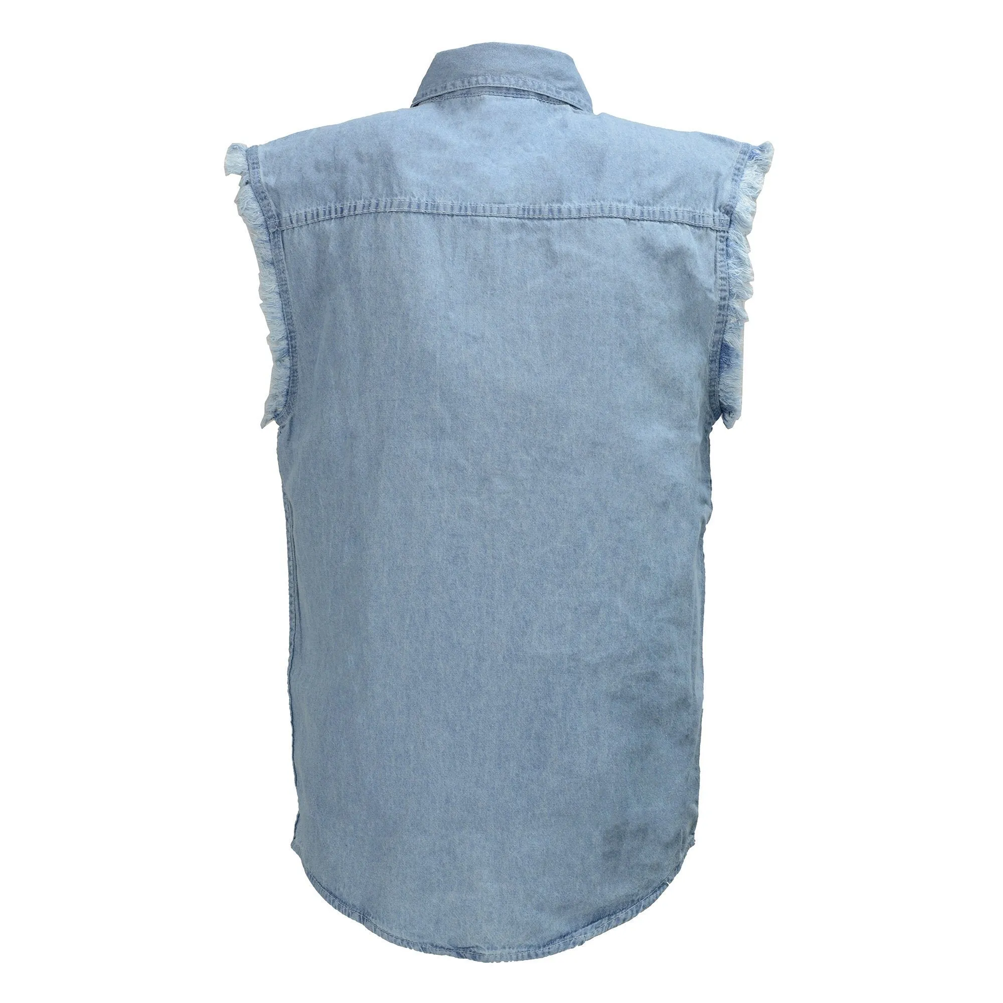 Milwaukee Performance Denim DM1001 Men’s Blue Lightweight Sleeveless Denim Shirt