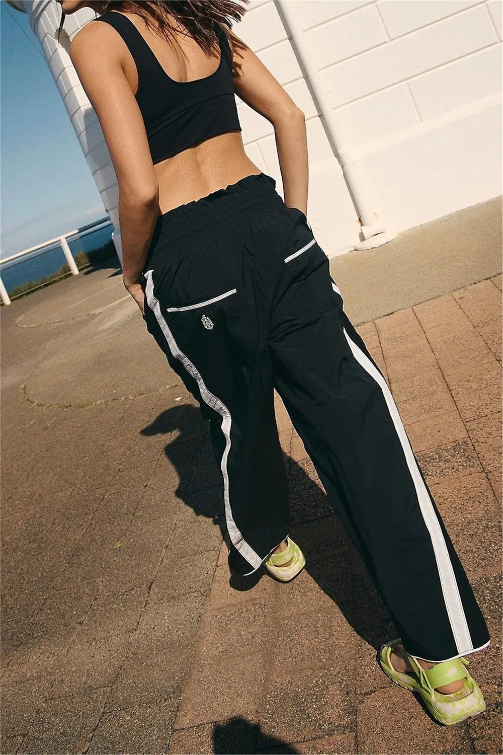 Miqil Women Y2K Striped Sweatpants Loose Wide Leg Drawstring Side Stripe Track Pants Elastic Waist Baggy Joggers
