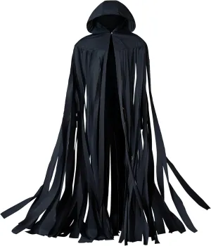 Mistcloak Dark Grey Strips Women Mens Hooded Cardigan Long Cape Cloak Robe for Unisex Adult