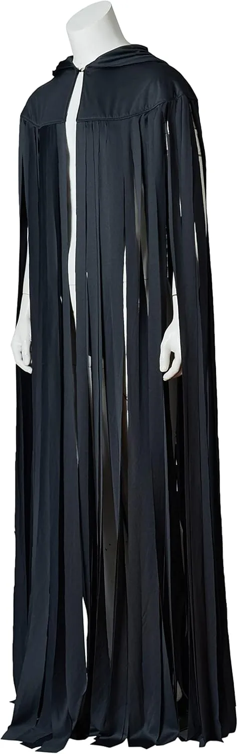 Mistcloak Dark Grey Strips Women Mens Hooded Cardigan Long Cape Cloak Robe for Unisex Adult