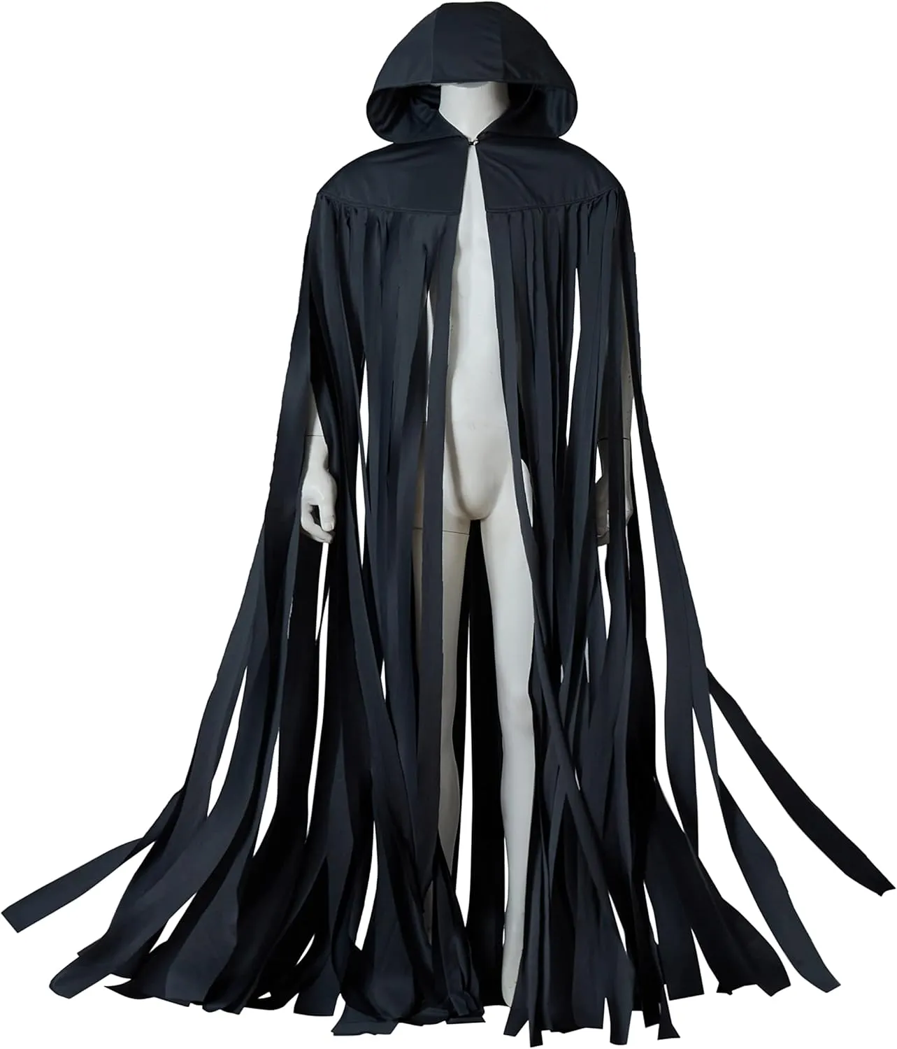 Mistcloak Dark Grey Strips Women Mens Hooded Cardigan Long Cape Cloak Robe for Unisex Adult