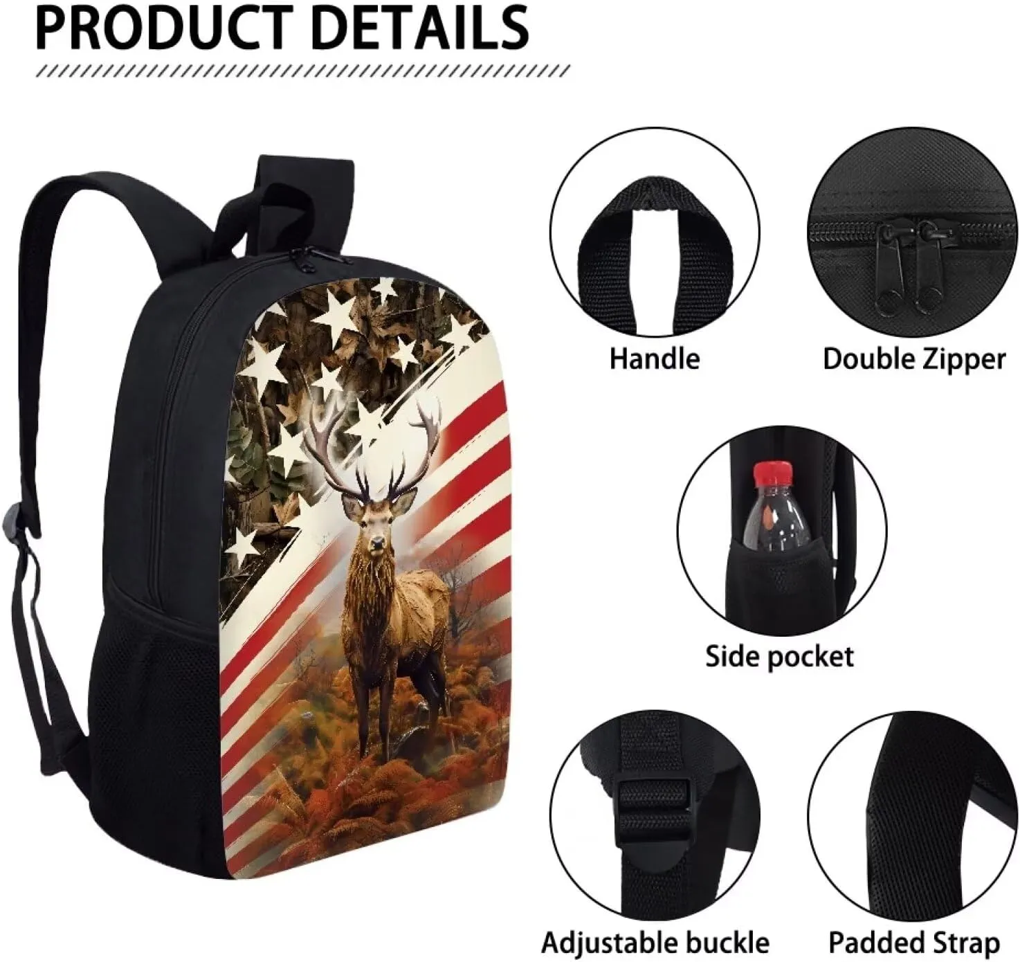 Mumeson 3D Deer Pattern Kids School Backpack Backpack for Kids Teen Soft Breathable Backing Satchel Day Pack School Supplies Elementary School Bag