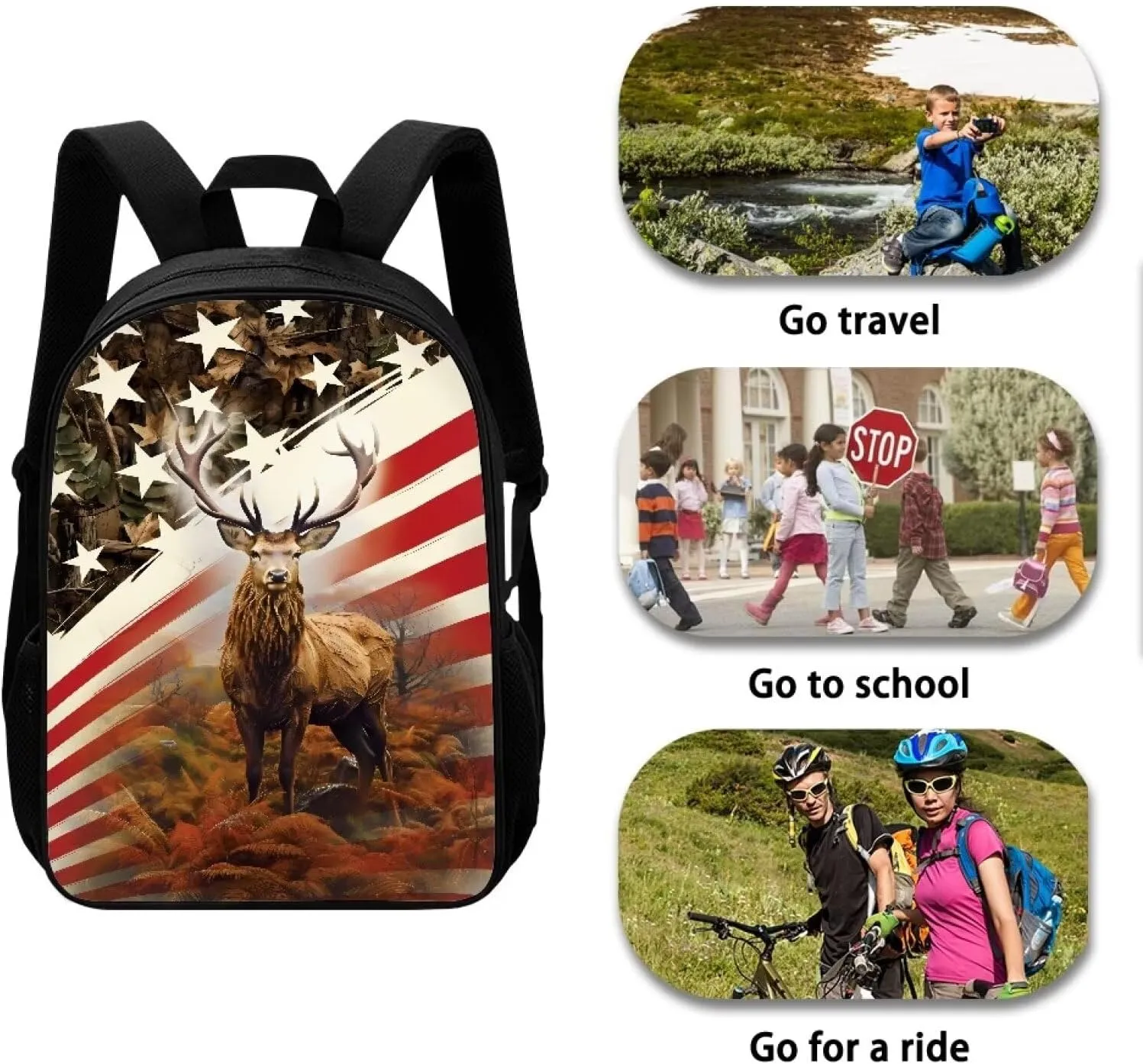 Mumeson 3D Deer Pattern Kids School Backpack Backpack for Kids Teen Soft Breathable Backing Satchel Day Pack School Supplies Elementary School Bag