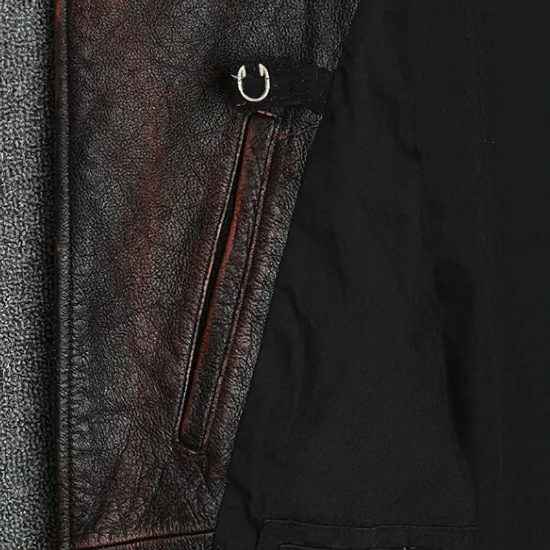 Natural Genuine Leather Motorcycle Vest For Men / Spring Vintage Brown Biker Sleeveless Jacket